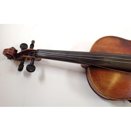 759 - A  19th century full size violin after Joseph Guarnerius, with 14