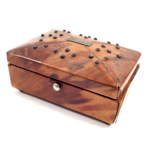 771 - A 19th century small tortoiseshell and metal studded box, 8 x 5.5 x 3.5cm