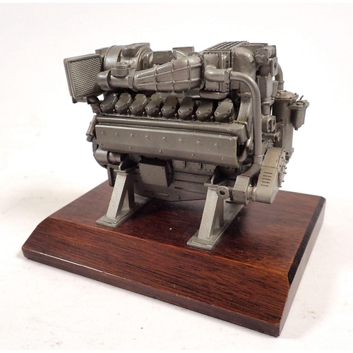 788 - A miniature model V16 Diesel engine on plinth, 12.5cm wide