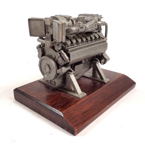 788 - A miniature model V16 Diesel engine on plinth, 12.5cm wide