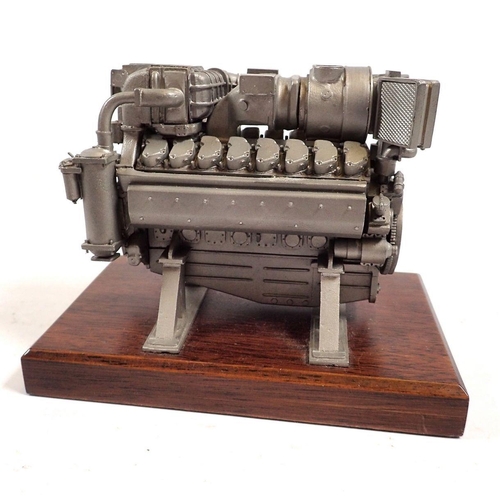 788 - A miniature model V16 Diesel engine on plinth, 12.5cm wide