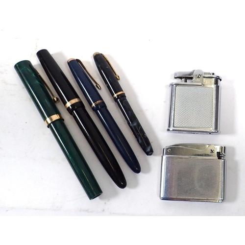 789 - A Conway Stewart Dinkie 550 fountain pen and three other fountain pens including Parker, plus two Ro... 