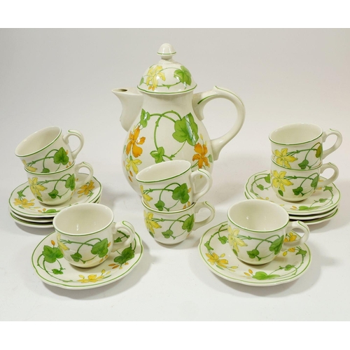 83 - A Villeroy & Boch Geranium pattern coffee set comprising eight cups and saucers and coffee pot, 24cm... 