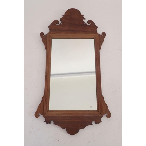 838 - A 19th century mahogany fretwork framed mirror, 76 x 41cm