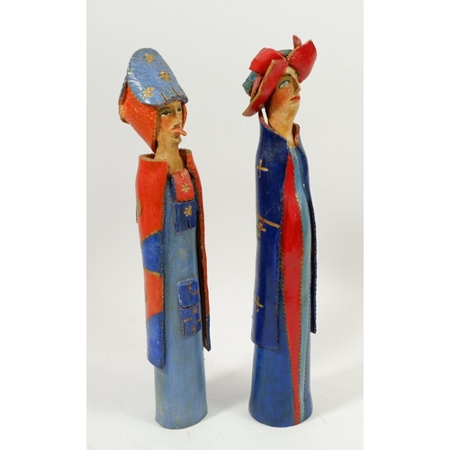 86 - Two Italian Studio pottery figures of women, a/f by Shelley, 35cm tall