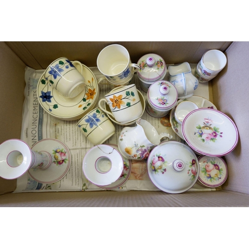 88 - An Adderley's vintage floral painted coffee set comprising: coffee pot, five cups and saucer and sug... 