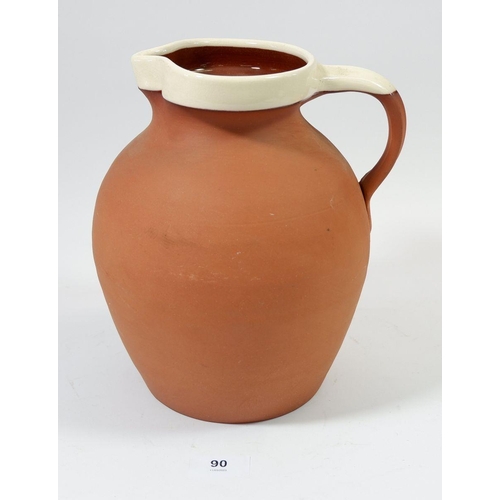 90 - A large Royal Barum pottery jug with cream rim, 24cm