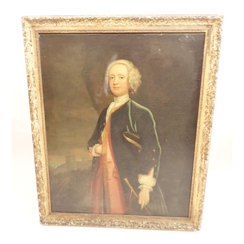 1260 - A large 18th century oil on canvas portrait of Henry Kirkham of Fineshade Abbey, Northamptonshire, n... 