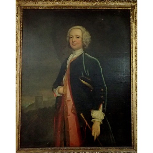 1260 - A large 18th century oil on canvas portrait of Henry Kirkham of Fineshade Abbey, Northamptonshire, n... 