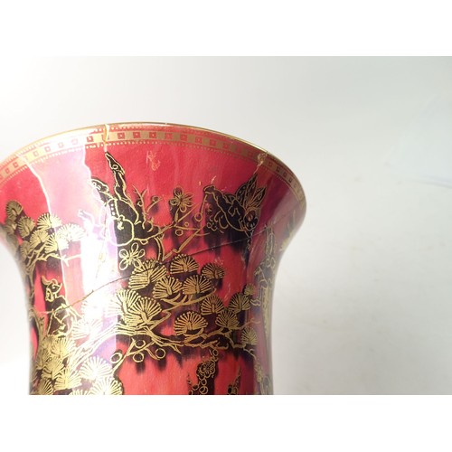 110 - A Wedgwood Raspberry Fairyland Lustre vase a/f, 21.5cm tall