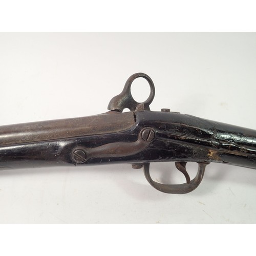 1160 - An antique percussion action shot gun, 84cm long