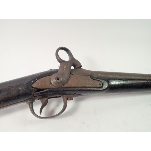 1160 - An antique percussion action shot gun, 84cm long