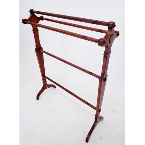 1059 - An Edwardian mahogany towel rail, 72cm x 20cm x 92cm high