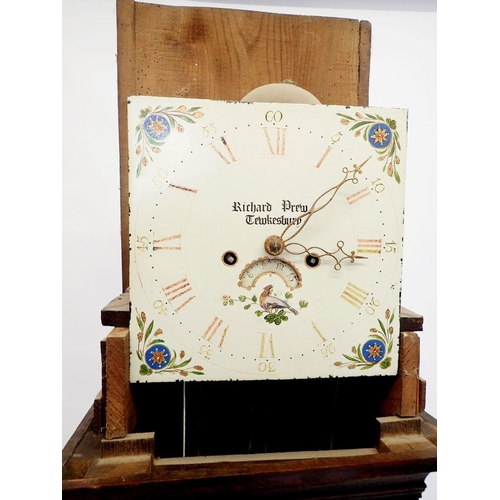 1074 - An 18th century oak longcase clock with painted face by Richard Crew of Tewkesbury,