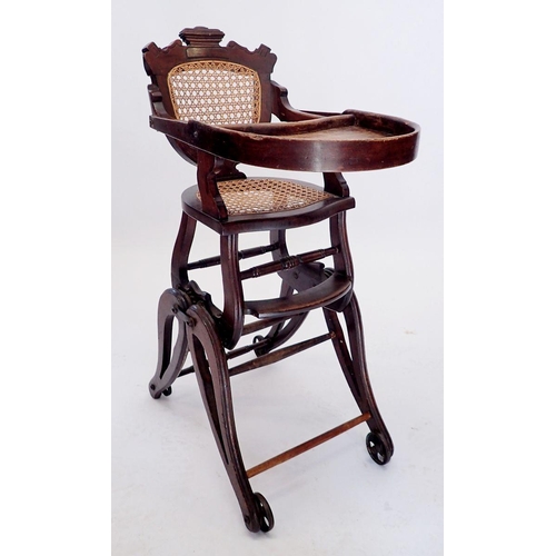 1075 - A Victorian cane seated metamorphic high chair