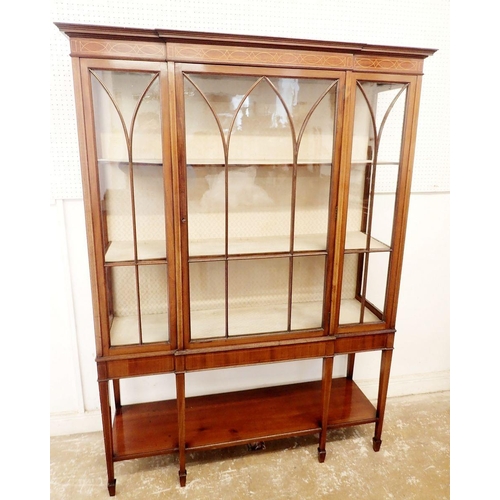 1085 - An Edwardian mahogany display cabinet with arch glazed single door