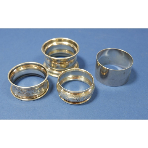 182 - Four silver napkin rings, 58g