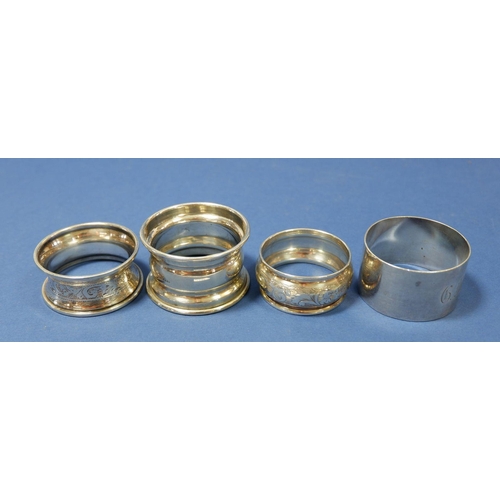 182 - Four silver napkin rings, 58g