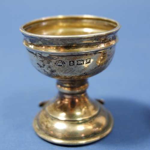 209 - Two 'hole in one' golf trophy egg cups, Birmingham 1955, 5cm tall