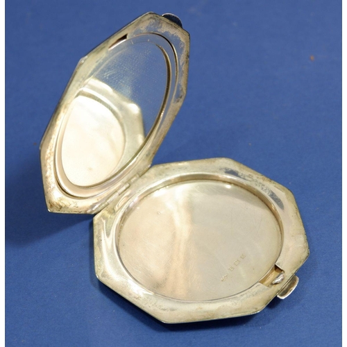 221 - A silver and enamelled compact decorated with pennants, Birmingham 1955 by John William Barrett
