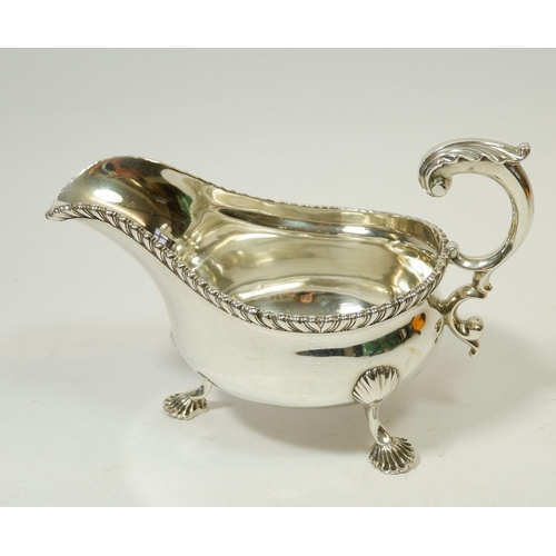 231 - A large silver sauce boat by James Henry and Herbert Barraclough of London & Leeds 1906, 315g