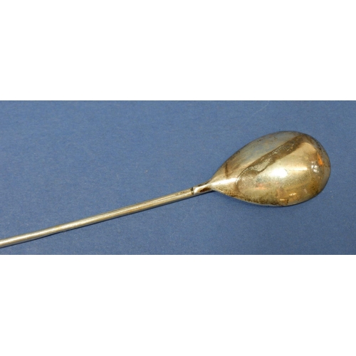 238 - A Norwegian silver spoon with long handle engraved to terminal, marked 830