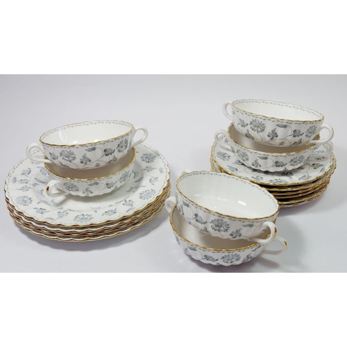 47 - A set of six Spode Colonel soup bowls and saucers (1 chip to edge) together with four matching plate... 