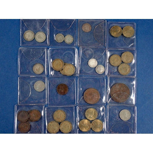 478 - A quantity of British coinage including: silver threepences, six pences, halfpennies, pennies, brass... 
