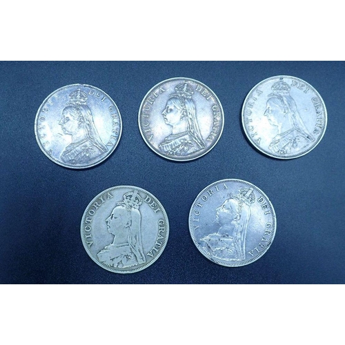 606 - A quantity of silver coinage all Victoria Jubilee Bust including: double florins 1887 (3 off) 1889 a... 