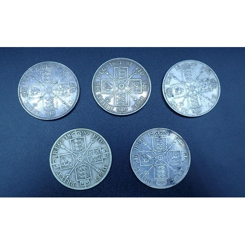 606 - A quantity of silver coinage all Victoria Jubilee Bust including: double florins 1887 (3 off) 1889 a... 