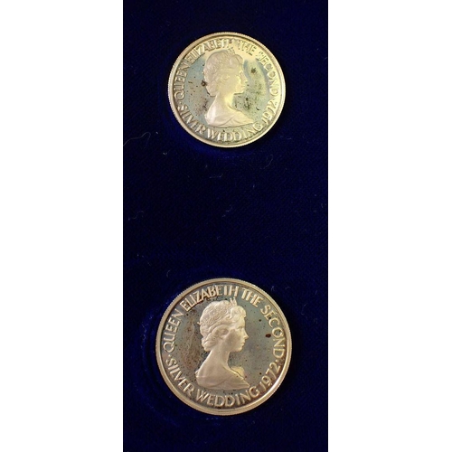 611 - A 1972 Jersey Royal Wedding anniversary gold and silver coins set to include five 22 carat gold coin... 