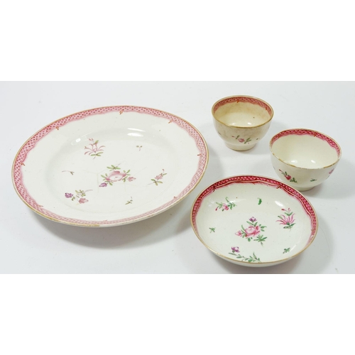 64 - A Newhall style tea bowl and saucer and another teabowl and plate