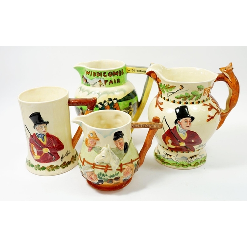 67 - Two Crown Devon musical jugs, John Peel and Widdicombe Fair plus John Peel tankard and Sandland Widd... 