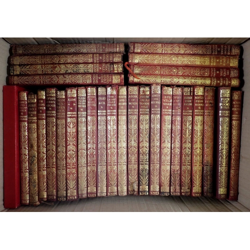 676 - A set of red leather bound Rudyard Kipling approx 30