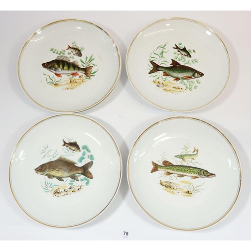 78 - A set of eight fish plates by Perry Porcelaine, France, 24cm diameter