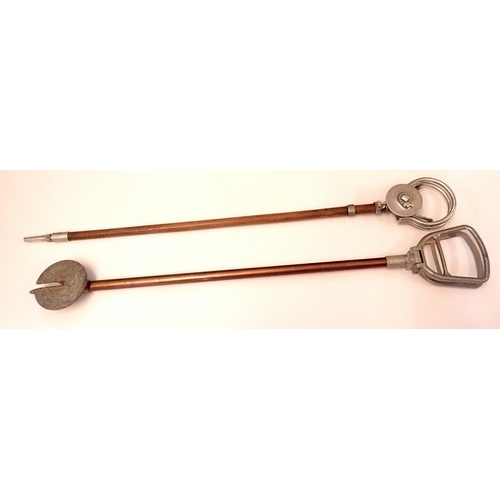 1080 - A wooden shooting stick with pat number, thought to be Swaine & Adeney together with a Gamebird shoo... 
