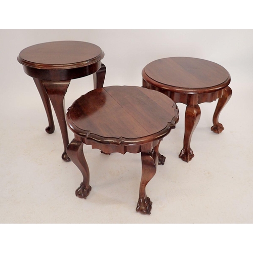 1193 - Three South African hardwood circular occasional tables