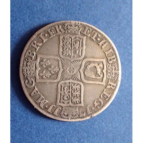 477 - Silver shilling, Queen Anne 1711, third bust, angles plain, post union with Scotland 1707-14 - Condi... 