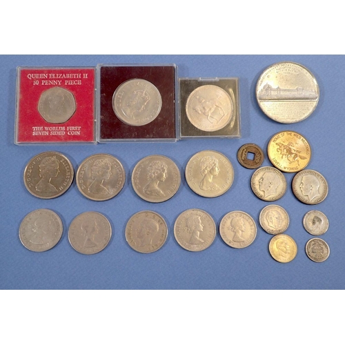 494 - A quantity of cupro nikel with commemoratives including a cased Jersey crown 1066-1966 a cased coron... 