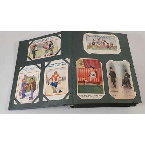 586 - A large postcard album with wide range including comic and topo (450)