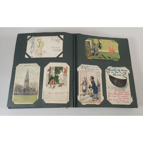 586 - A large postcard album with wide range including comic and topo (450)