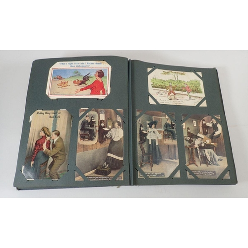 586 - A large postcard album with wide range including comic and topo (450)