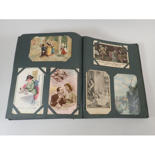 586 - A large postcard album with wide range including comic and topo (450)