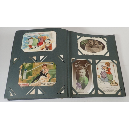 586 - A large postcard album with wide range including comic and topo (450)