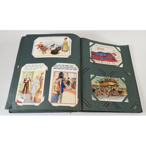 586 - A large postcard album with wide range including comic and topo (450)