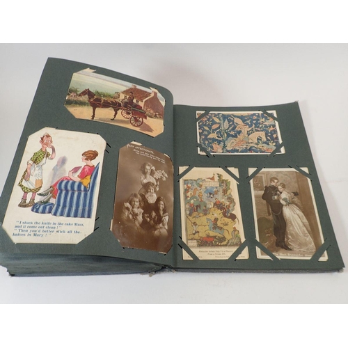 586 - A large postcard album with wide range including comic and topo (450)