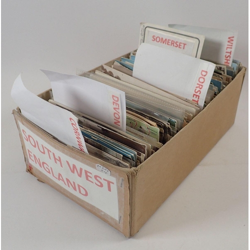 592 - A shoebox of South West GB postcards including  Cornwall (90), Devon(250 approx.), Dorset (150+), So... 