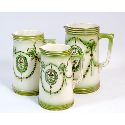 60 - A set of three S Fielding & Co kitchen jugs 'Festoon'