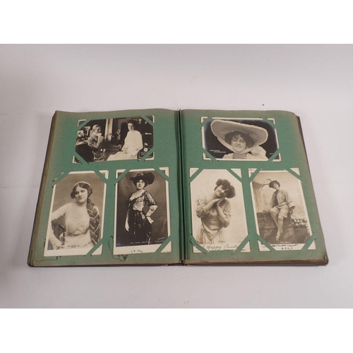 603 - Three postcard albums including two mainly topographical (approx. 150 and 300) and one of theatrical... 