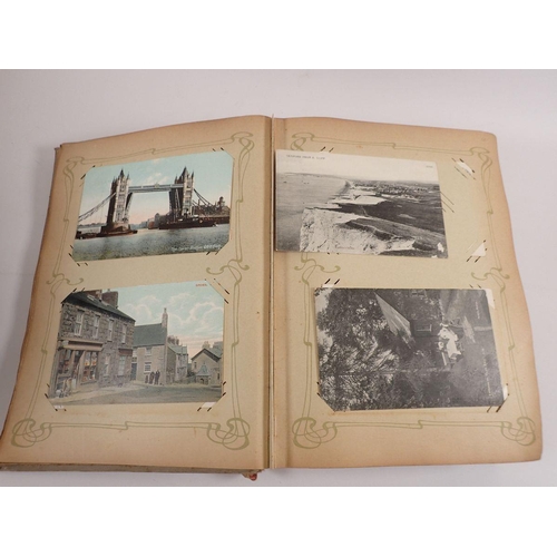 603 - Three postcard albums including two mainly topographical (approx. 150 and 300) and one of theatrical... 